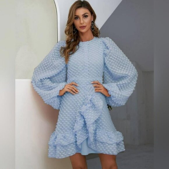 Missord Dresses & Skirts - Missord Blue Lantern Sleeves Dress Size XL